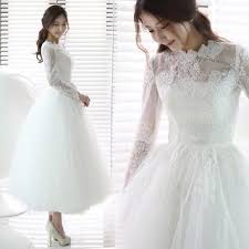 Gorgeous ball gown & a line wedding dresses. Angel Bridal Long Sleeve Lace Panel A Line Midi Wedding Dress Yesstyle