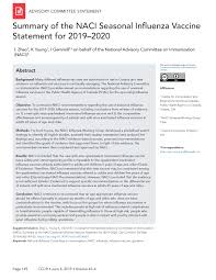 Naci Seasonal Influenza Vaccine Statement For 2019 2020