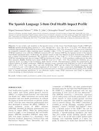Check spelling or type a new query. Pdf The Spanish Language 5 Item Oral Health Impact Profile