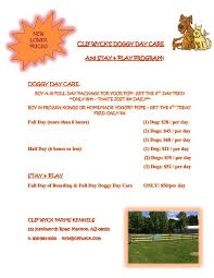 Clif Wyck Kennels Doggie Daycare Pricing Dog Daycare Daycare Prices Daycare Schedule