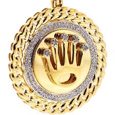 Auth pomellato 18k rose gold blue green london blue topaz ring us#6. Mens Diamond Crown Round Medallion Pendant 10k Yellow Gold