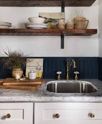 Metal kitchen shelves industrial looking bathrooms with wainscoting. Marble Kitchen Shelves Design Ideas
