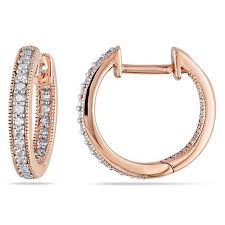 Discover > diamond hoop earrings. 14k Rose Gold 0 23ctw White Diamond Pave Hugger Hoop Earrings 7953712 Hsn