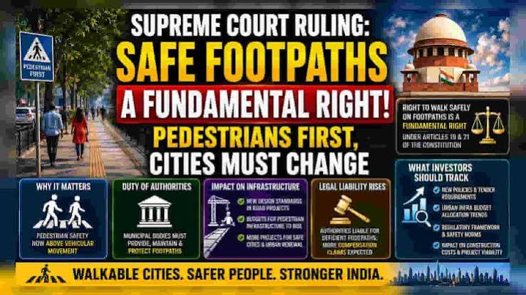 Right to Walk Safely on Footpaths Declared Fundamental Right