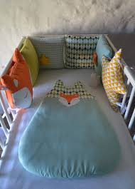 Tour De Lit Renard Etoile Et Chouette Petigreenfox Orange Menthe Jaune Et Camaieu De Verts Tour De Lit Bebe Literie Bebe Tour De Lit