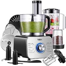 Tibek Kuchenmaschine 1100w Inkl Knethaken Standmixer Zitrusspresse Und Muhle Silber Schwarz Food Processor Recipes Blender Kitchen Machine
