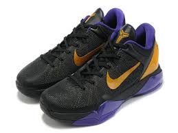Black And Yellow Kobes Nike Zoom Kobe 7 Lakers Away Black Purple Yellow It Features A Black Upper With A Yellow Swoosh And Ankle Collar While Purp Kobe Shoes Nike Zoom Kobe Sneakers