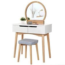 Small Dressing Table Set Mirror Stool Drawers White Natural Wood Vanity Makeup Small Dressing Table Dressing Table Design Dressing Table Set