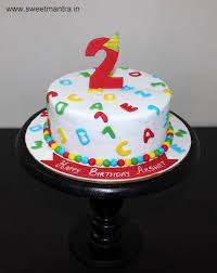 Alphabets And Numbers Theme Small Customized Designer Fondant Cake For Boy S 2nd Birthday At Wakad Baby Birthday Cakes Boy Birthday Cake Cartoon Birthday Cake