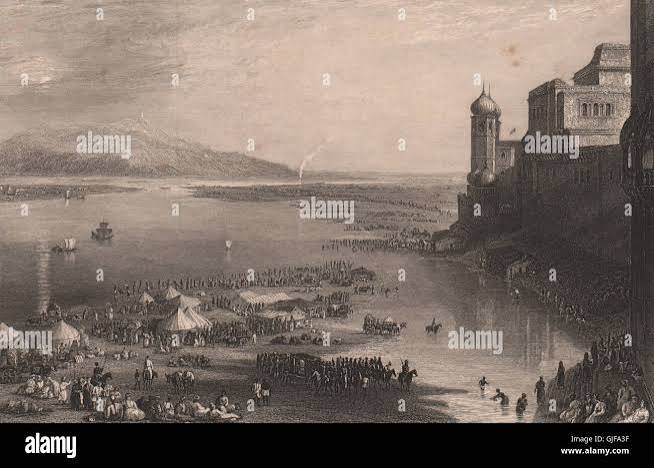 BRITISH INDIA. Pilgrims at Haridwar, Bengal Presidency. TURNER, old print 1858 Stock Photo - Alamy