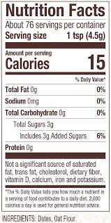 Nutritional Facts Bobs Red Mill Date Sugar Ingredient