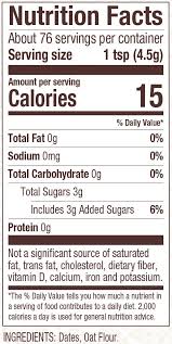 nutritional facts bobs red mill date sugar ingredient