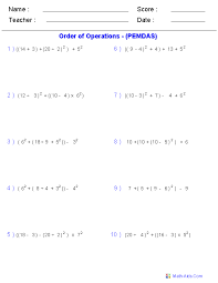 Order Of Operations Worksheets Order Of Operations Worksheets For Practice