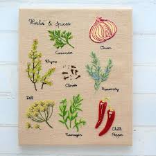 Herbs Spices Wall Chart Hand Embroidery Pattern Instant