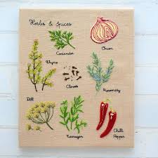 herbs spices wall chart hand embroidery pattern instant