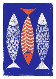 Modern Art Screenprint Scandinavian Style 3 Fish Art Print Etsy In 2021 Fish Art Screen Printing Art Fish Illustration
