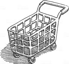 Hand Drawn Vector Drawing Of A Shopping Cart Black And White Sketch Basket Drawing Drawings How To Draw Hands
