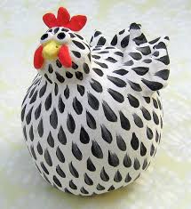 Black And White Hen Black And White Hen Ceramic Chicken Black And By Karenfincannon 44 00 Chicken Crafts Ceramic Chicken Hand Painted Gourds