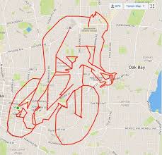 Artist Draws World S Largest Doodles By Riding His Bike With Gps Draw On Photos Map Bike Art