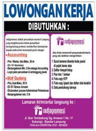 Grup lowongan kerja lampung #1 whatsapp klik disini. Loker Lampung Terbaru Radjapromosi