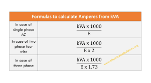 Kva To Amps Conversion Calculator For Single And Three Phase