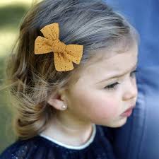 Amazon.com : 3.2'' Girls Yellow Linen Hair Bows Clips
