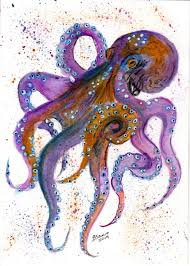 Watercolor Painting Octopus Colorful Octopus Original Painting Small Painting Sea Life Painting Ocean Art Be Octopus Drawing Octopus Painting Octopus Art