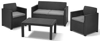Amazon De Allibert Lounge Set Merano 4tlg Graphit Cool Grey Gartenmobel Sets Sitzkissen Lounge