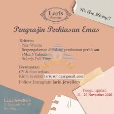 Silahkan disimak lowongan kerja diatas untuk daerah bandung. Loker Bandung Dibutuhkan Segera Pengrajin Perhiasan Jika Kamu Berminat Dan Memenuhi Aikerja Com