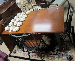 Most genuine hitchcock furniture will be signed with a stencil name along the back of the chair seat, under the table top, or along the back of a dresser or hutch. Lot Triditional Hitchcock Dining Table W 4 Chairs