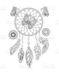 Coloring Page With Hand Drawn Patterned Butterflies Dreamcatcher And Dream Catcher Coloring Pages Mandala Coloring Pages Dream Catcher