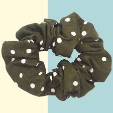 Alopecia areata is a skin disorder that causes hair loss, usually in patches, most often on the scalp. Linen Scrunchie Khaki And White Spot School Bows