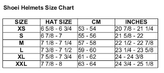 Index Of Images Shoei Size Charts