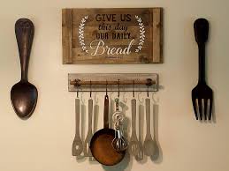Give Us This Day Our Daily Bread Fork Spoon Farmhouse Decor Hobby Lobby Fork Spoon Give Us This Day Sign Wa Kitchen Wall Decor Kitchen Decor Kitchen Signs