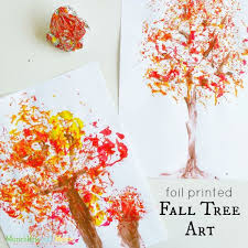 Foil Printed Fall Tree Art Munchkins And Moms Autumn Trees Tree Art Kindergarten Art