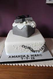 Designed for a bohemian chic theme, a rustic cake with gold leaves, mixed berries, baby's breath and small florals. Two Tier Engagement Cake Tilly Makes Cake Flickr