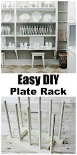 2 vintage home interiors wooden wall shelves with gold rails w/ plate slots. Easy Diy Plate Rack This Plate Rack Looks Custom But It Is So Easy To Create Diy Plate Rack Home Diy Home Decor