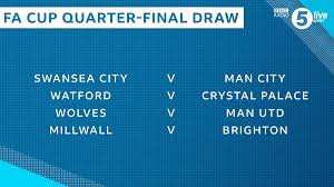 Portsmouth were the lowest ranked side left in the fixtures have now been rearranged with an fa statement on june 5 reading: Bbc 5 Live Sport On Twitter The Draw For The Facup Quarter Finals Has Been Made Here Are The Fixtures Https T Co Lc0qtct0yi Bbcfootball Facup Https T Co 9fmbidvyw3