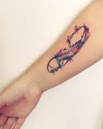 Tattoo Ink Piuma Amore Familia Infinito Watercolour Feelgoodink Tattoos For Daughters Wrist Tattoos For Women Mom Tattoo Designs
