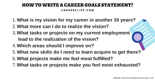 What are your career objectives? Career Goals Statement Examples Answer For Performance Review Career Cliff