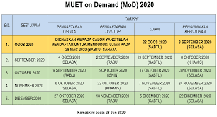 Untuk makluman anda, pendaftaran ujian muet on demand (mod) sesi 1, 2 dan 3. Jadual Muet On Demand 2020
