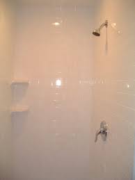 Subway Tile Shower With Nice Corner Shelves Ceramic Tile Bathrooms Shower Shelves Shower Tile