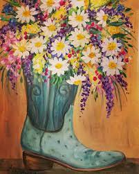 Alibaba.com offers 1,628 oil paintings cowboy products. Cowboy Boot With Daisies Acrylic Painting Tutorial By Angela Anderson On Yout Acrylic Painting Tutorials Art Painting Acrylic Angela Anderson Acrylic Paintings