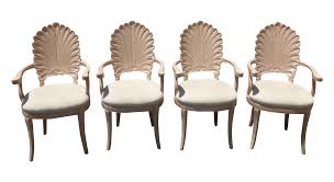 Vintage Set Of Four Venetian Grotto Scalloped Shell Back Chairs Unique And Chair Dining Chairs Scallop Shells