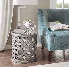 Glam Mirrored Small Accent Table Silver Round End Side Drum Table Home Decor Ebay Mirrored Accent Table Accent Furniture Living Room Living Room Table