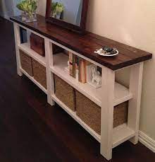 Rustic Farmhouse Console Sofa Table Entertainment Stand Stained White Country Home Decor Decor Home Diy