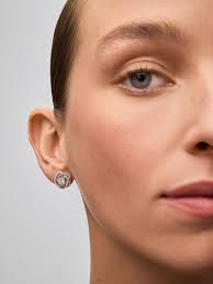 Pendientes flor de oro blanco de 18K con diamantes