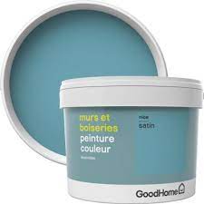 On commence cette nouvelle série avec la peinture monocouche colours de castorama, qui a l'avantage d'exister en de nombreuses couleurs et en pour la chambre de mon fils, je voulais un bleu turquoise clair, afin de ne pas assombrir la pièce orientée plein nord. Peinture Murs Et Boiseries Goodhome Bleu Antibes Satin 2 5l Castorama