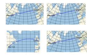 great circle routes on chart projections a the polar