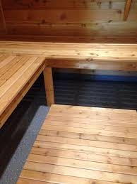 Removable Cedar Floor Planking On Top Of Epoxied Cement In Our New Sauna Diy House Projects Home Projects Plank Flooring